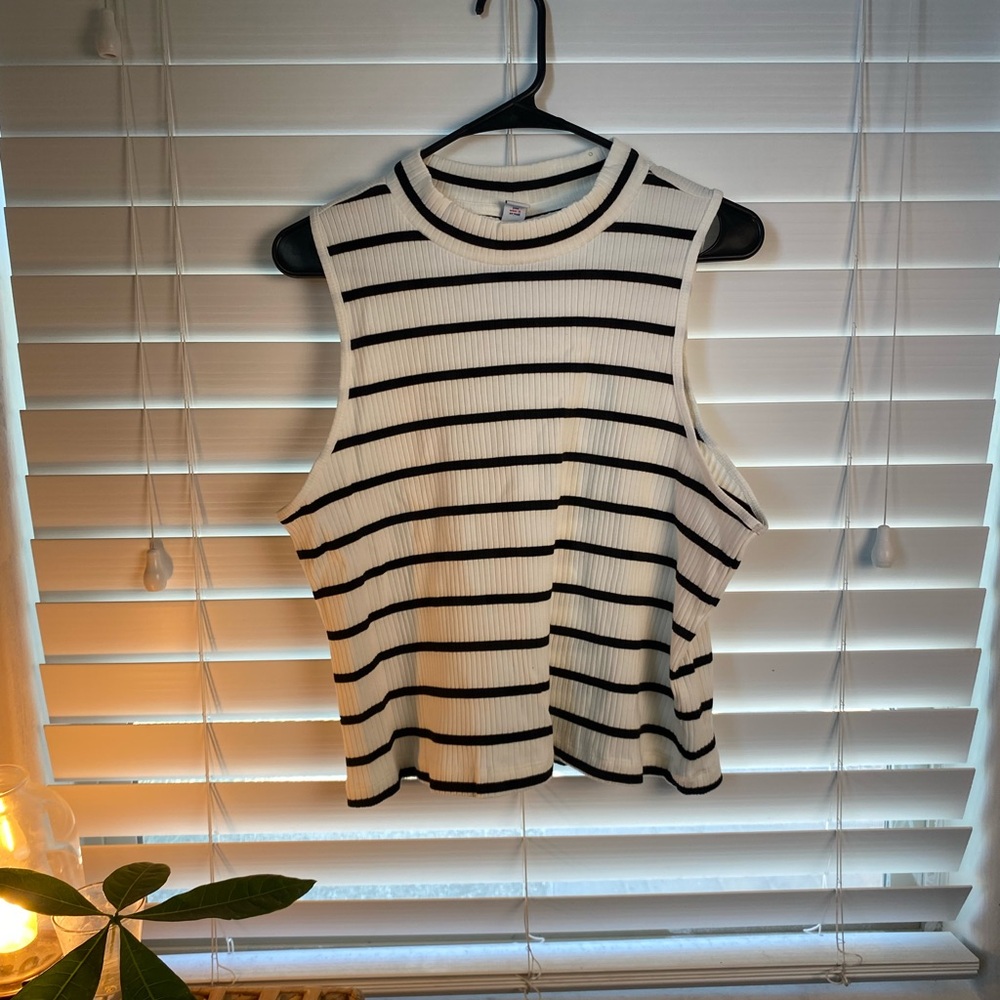 Old Navy Black and White Striped Tank Top
